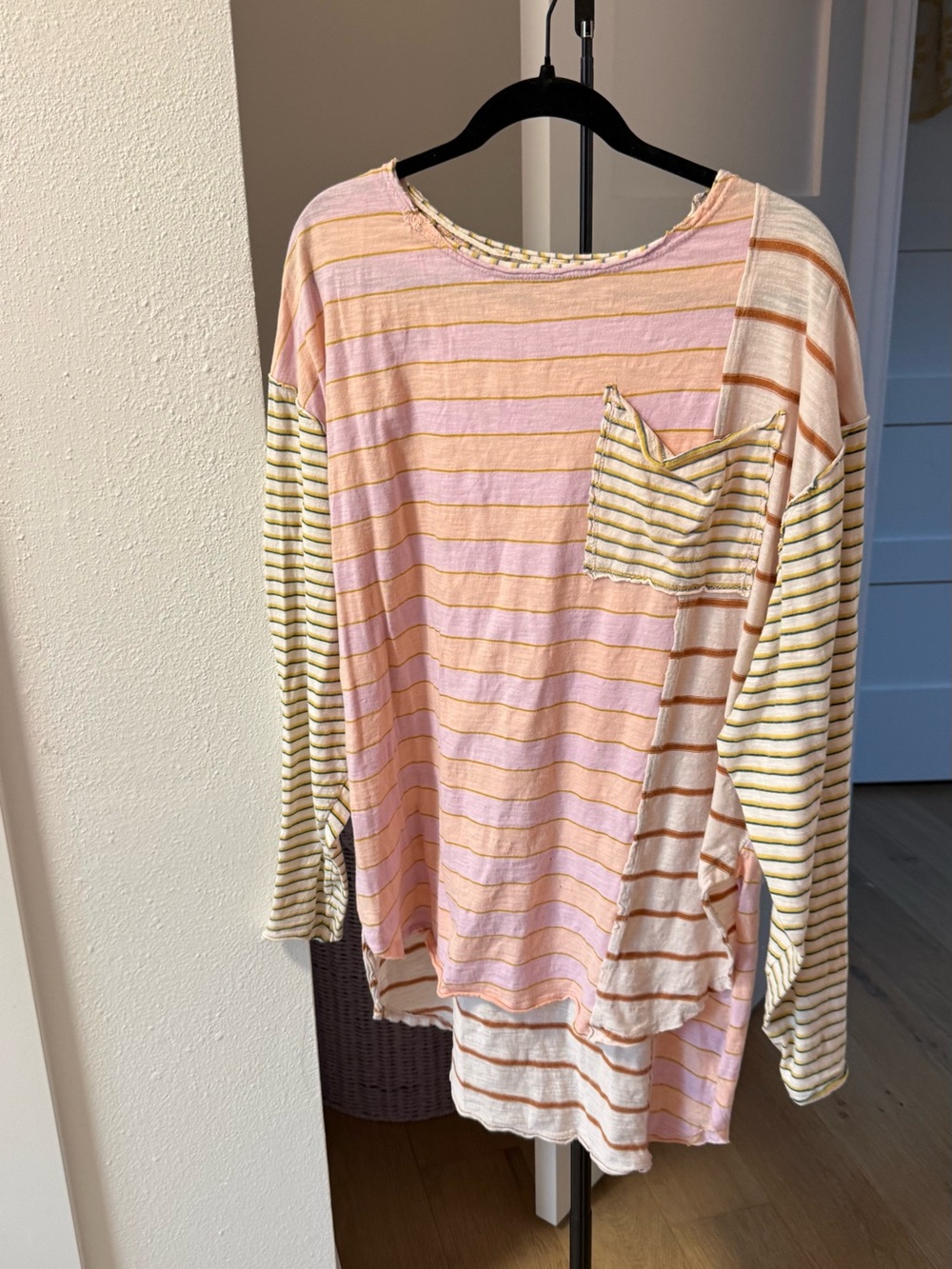 We The Free Girls' Pink, Cream & Yellow Striped Long Sleeve Top